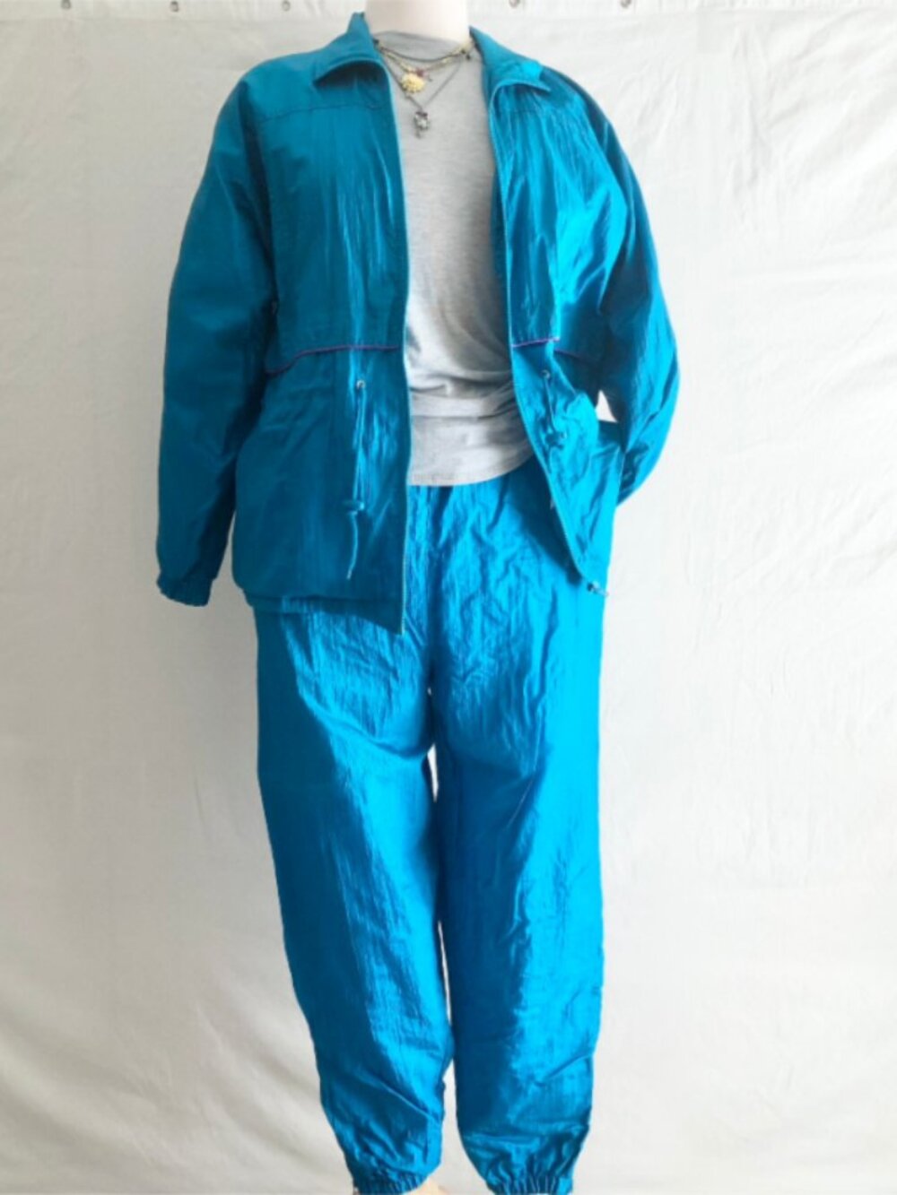 Vintage 90s Basic Editions Turquoise Windbreaker Tracksuit Size XL